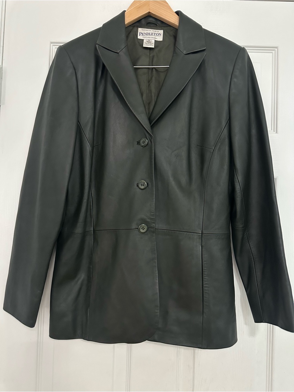 Pendleton Vintage Forest Green 100% Leather Blazer Jacket